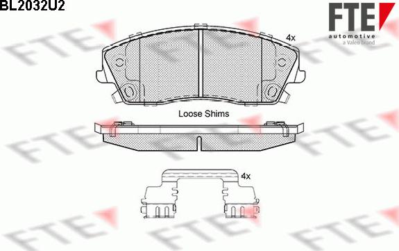 FTE BL2032U2 - Bremžu uzliku kompl., Disku bremzes www.autospares.lv