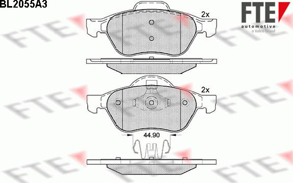 FTE BL2055A3 - Тормозные колодки, дисковые, комплект www.autospares.lv