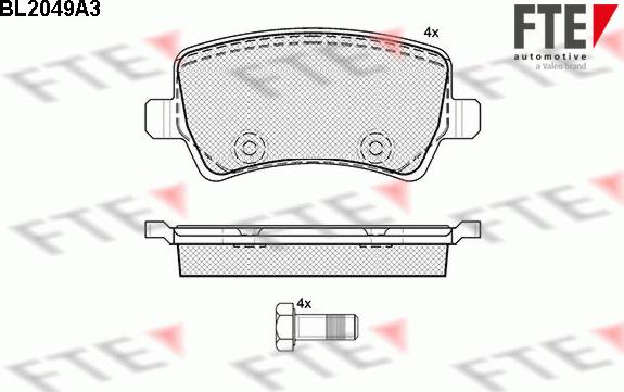 FTE BL2049A3 - Тормозные колодки, дисковые, комплект www.autospares.lv