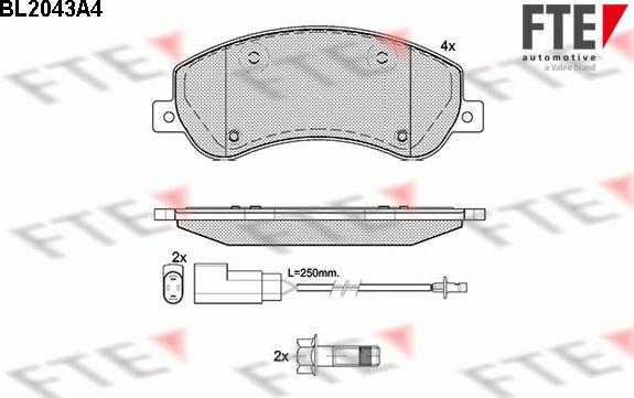 FTE BL2043A4 - Bremžu uzliku kompl., Disku bremzes www.autospares.lv