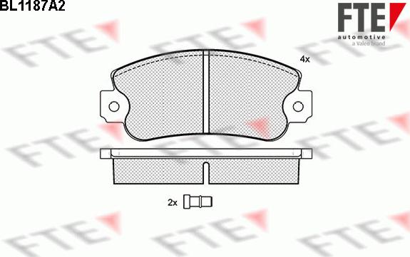 FTE BL1187A2 - Тормозные колодки, дисковые, комплект www.autospares.lv