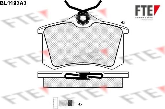 FTE BL1193A3 - Тормозные колодки, дисковые, комплект www.autospares.lv