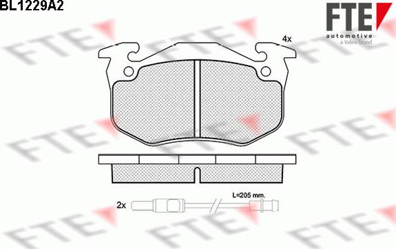 FTE BL1229A2 - Bremžu uzliku kompl., Disku bremzes autospares.lv