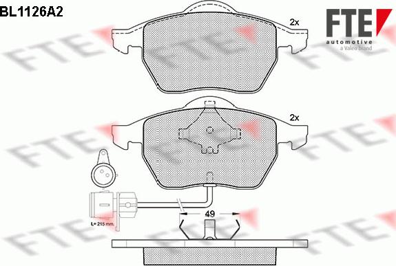 FTE BL1126A2 - Bremžu uzliku kompl., Disku bremzes www.autospares.lv