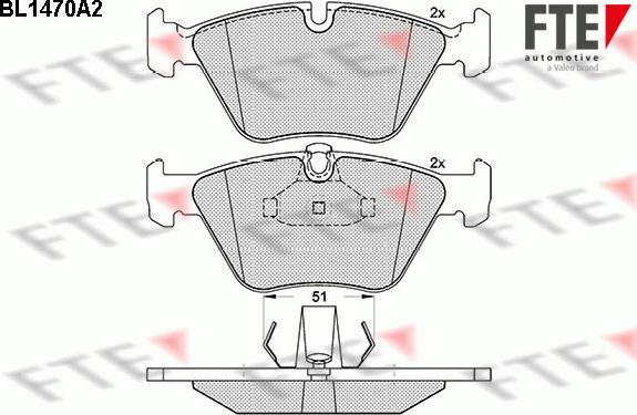 FTE BL1470A2 - Тормозные колодки, дисковые, комплект www.autospares.lv