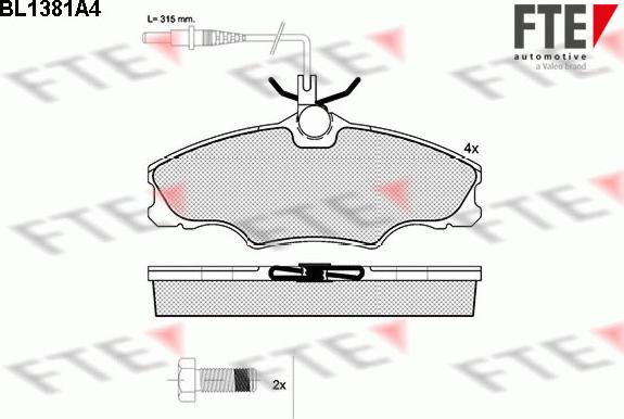 FTE BL1381A4 - Bremžu uzliku kompl., Disku bremzes www.autospares.lv