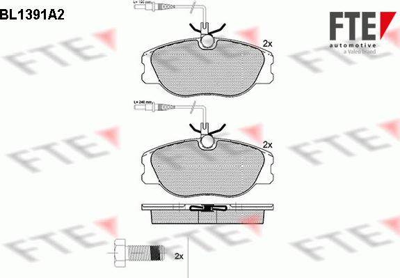 FTE BL1391A2 - Bremžu uzliku kompl., Disku bremzes autospares.lv