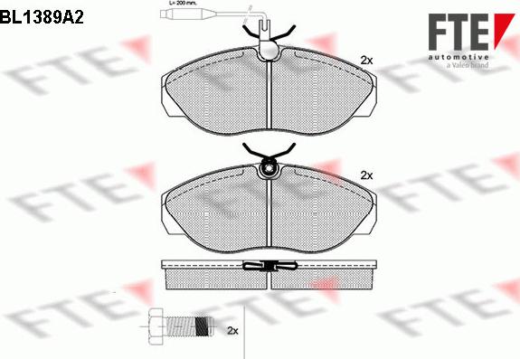 FTE BL1389A2 - Bremžu uzliku kompl., Disku bremzes www.autospares.lv