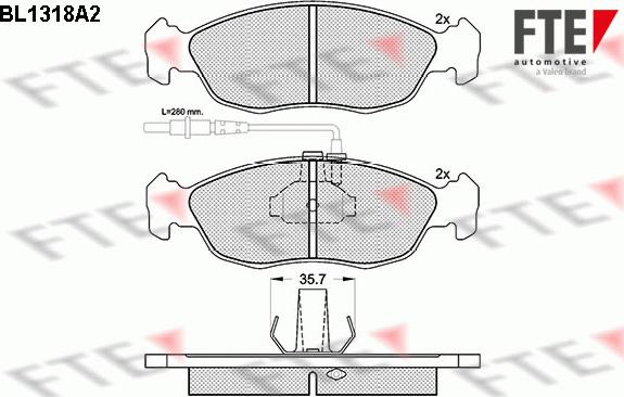 FTE BL1318A2 - Тормозные колодки, дисковые, комплект www.autospares.lv