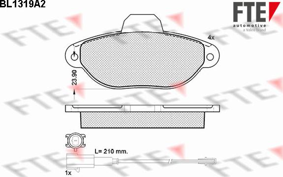 FTE BL1319A2 - Bremžu uzliku kompl., Disku bremzes www.autospares.lv