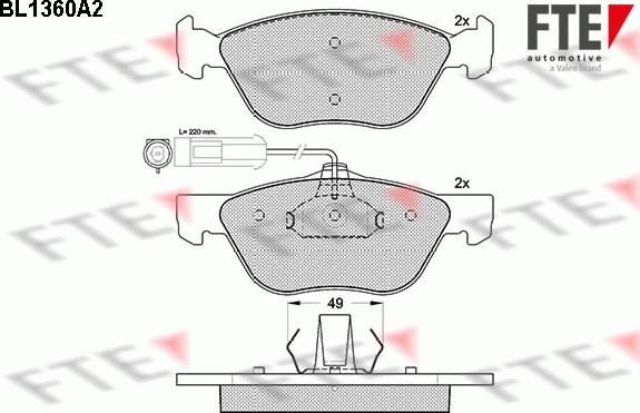 FTE BL1360A2 - Bremžu uzliku kompl., Disku bremzes www.autospares.lv