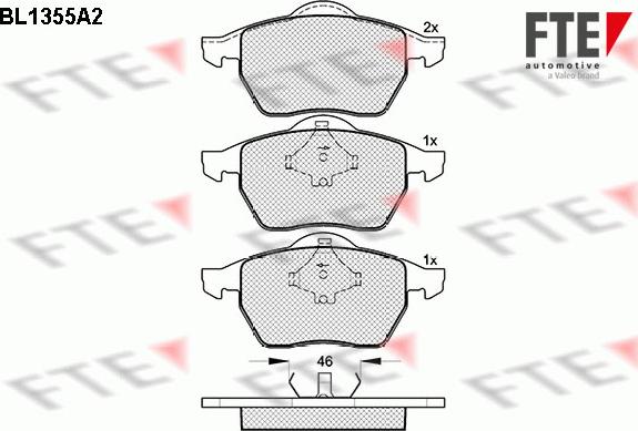 FTE BL1355A2 - Bremžu uzliku kompl., Disku bremzes www.autospares.lv