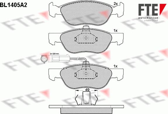 FTE BL1405A2 - Bremžu uzliku kompl., Disku bremzes www.autospares.lv