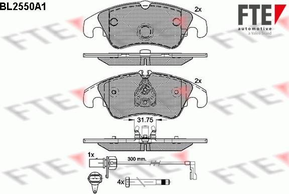 FTE BL2550A1 - Тормозные колодки, дисковые, комплект www.autospares.lv