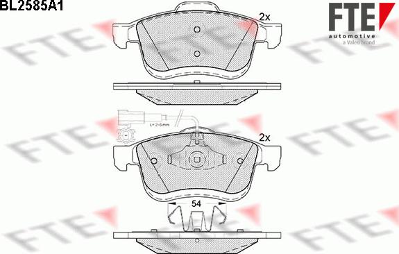 FTE BL2585A1 - Bremžu uzliku kompl., Disku bremzes autospares.lv