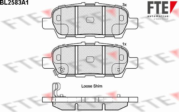 FTE BL2583A1 - Bremžu uzliku kompl., Disku bremzes www.autospares.lv