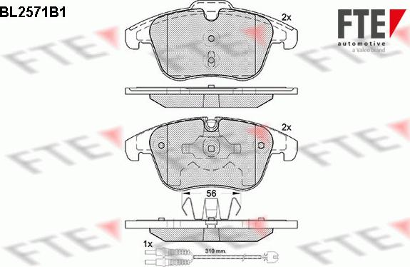 FTE BL2571B1 - Bremžu uzliku kompl., Disku bremzes www.autospares.lv