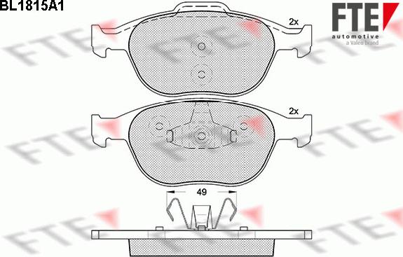 FTE BL1815A1 - Bremžu uzliku kompl., Disku bremzes www.autospares.lv