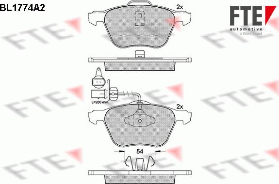 FTE BL1774A2 - Bremžu uzliku kompl., Disku bremzes autospares.lv