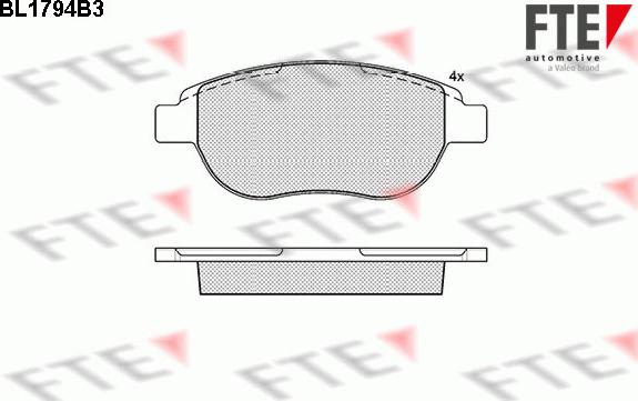 FTE BL1794B3 - Тормозные колодки, дисковые, комплект www.autospares.lv