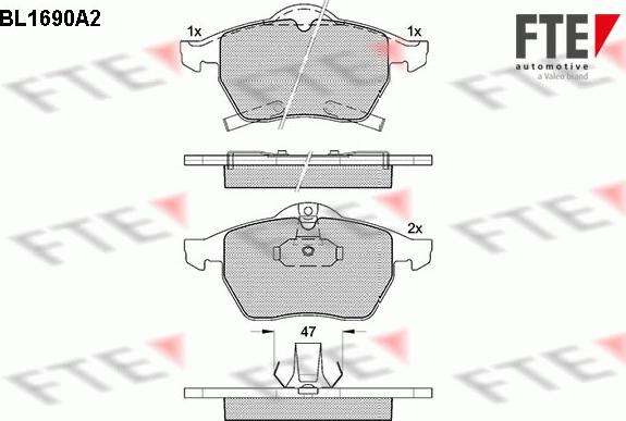 FTE BL1690A2 - Bremžu uzliku kompl., Disku bremzes www.autospares.lv