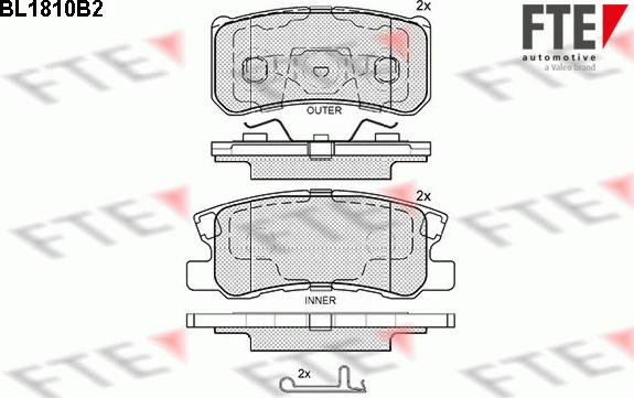 FTE BL1810B2 - Bremžu uzliku kompl., Disku bremzes autospares.lv