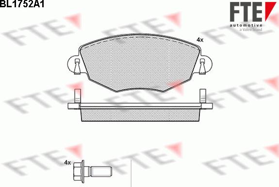 FTE BL1752A1 - Bremžu uzliku kompl., Disku bremzes autospares.lv