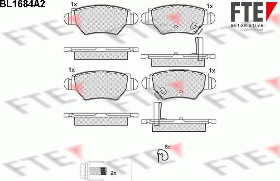 FTE BL1684A2 - Bremžu uzliku kompl., Disku bremzes autospares.lv