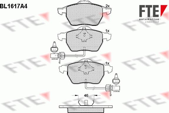 FTE BL1617A4 - Тормозные колодки, дисковые, комплект www.autospares.lv