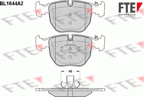 FTE BL1644A2 - Bremžu uzliku kompl., Disku bremzes www.autospares.lv