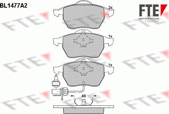 FTE BL1477A2 - Bremžu uzliku kompl., Disku bremzes www.autospares.lv