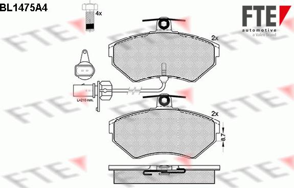 FTE BL1475A4 - Тормозные колодки, дисковые, комплект www.autospares.lv