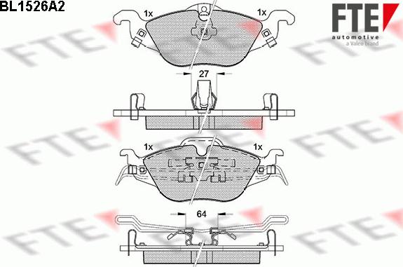 FTE BL1526A2 - Bremžu uzliku kompl., Disku bremzes www.autospares.lv