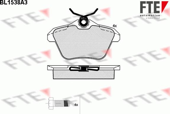 FTE BL1538A3 - Тормозные колодки, дисковые, комплект www.autospares.lv