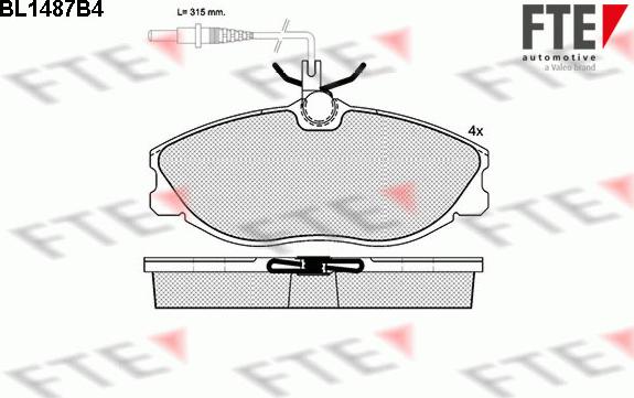 FTE BL1487B4 - Bremžu uzliku kompl., Disku bremzes www.autospares.lv