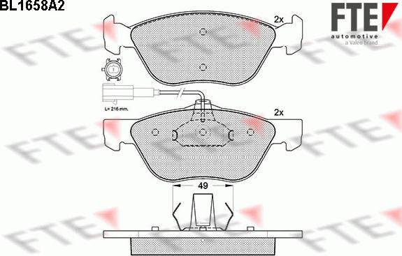 FTE BL1658A2 - Bremžu uzliku kompl., Disku bremzes www.autospares.lv