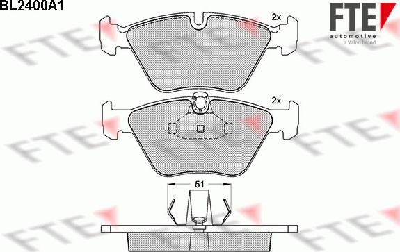 FTE BL2400A1 - Bremžu uzliku kompl., Disku bremzes www.autospares.lv