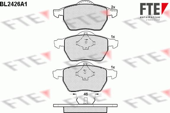 FTE BL2426A1 - Bremžu uzliku kompl., Disku bremzes www.autospares.lv