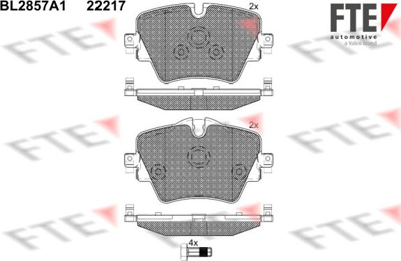 FTE BL2857A1 - Bremžu uzliku kompl., Disku bremzes www.autospares.lv