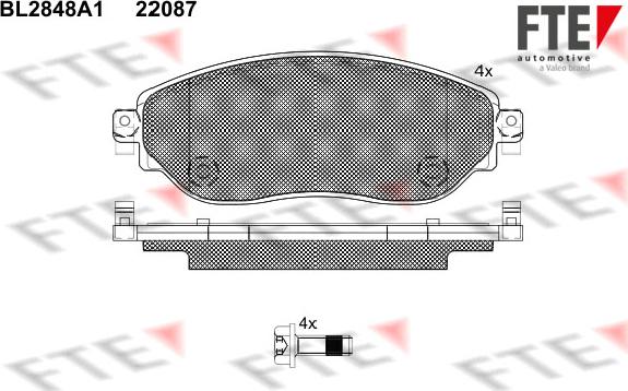 FTE BL2848A1 - Bremžu uzliku kompl., Disku bremzes www.autospares.lv