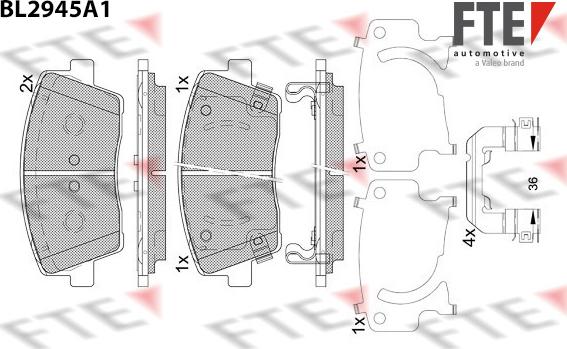 FTE BL2945A1 - Bremžu uzliku kompl., Disku bremzes www.autospares.lv