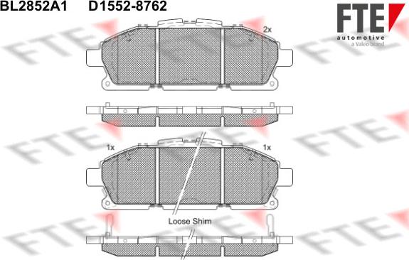 FTE BL2852A1 - Bremžu uzliku kompl., Disku bremzes autospares.lv