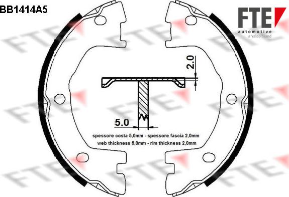 FTE BB1414A5 - Bremžu loku kompl., Stāvbremze www.autospares.lv