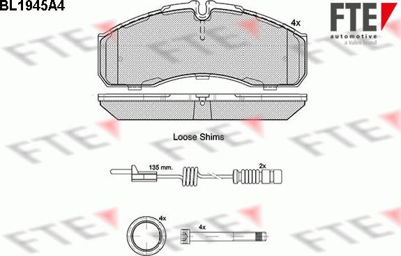 FTE BL1945A4 - Тормозные колодки, дисковые, комплект www.autospares.lv