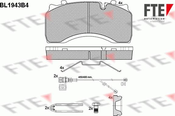 FTE BL1943B4 - Bremžu uzliku kompl., Disku bremzes www.autospares.lv