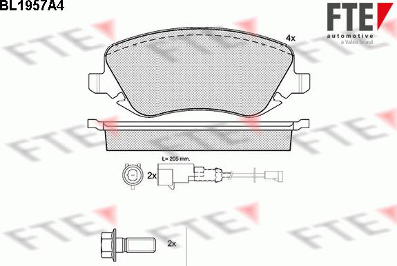 FTE BL1957A4 - Bremžu uzliku kompl., Disku bremzes www.autospares.lv