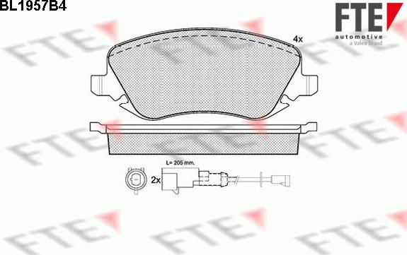 FTE BL1957B4 - Bremžu uzliku kompl., Disku bremzes www.autospares.lv