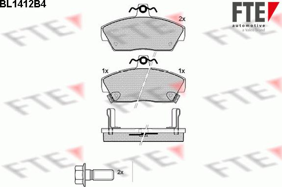 FTE BL1412B4 - Тормозные колодки, дисковые, комплект www.autospares.lv