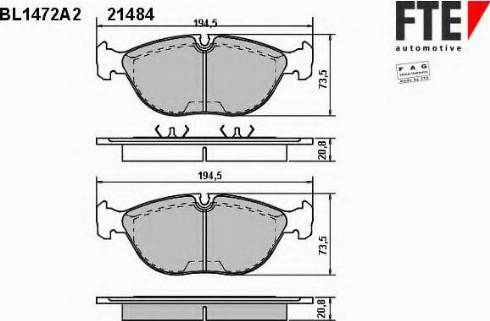 FTE BL1472A2 - Bremžu uzliku kompl., Disku bremzes autospares.lv