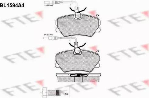 FTE BL1594A4 - Тормозные колодки, дисковые, комплект www.autospares.lv